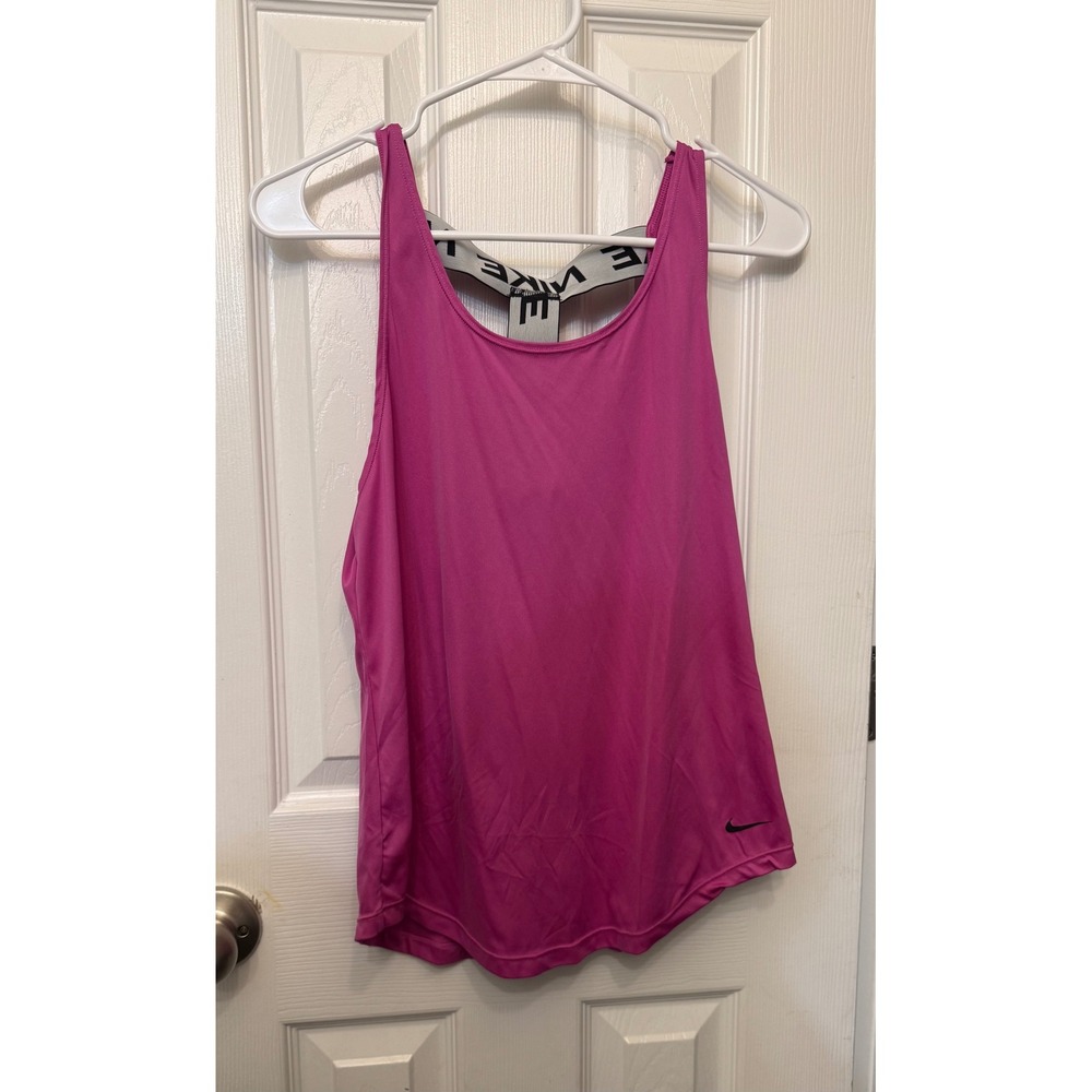 Nike Dri-FIT Womens Pink Elastic Logo Strap Racerback Tank Top Size M Magenta